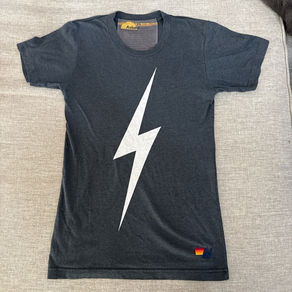 Aviator Nation Charcoal Lightning Bolt Tee size XS